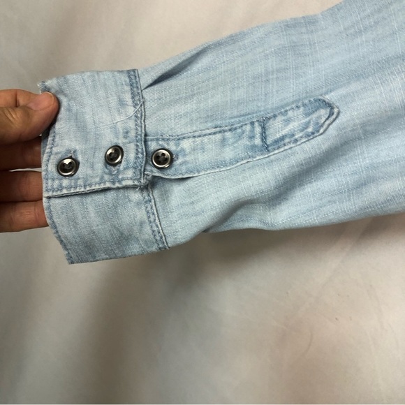 Gaps Women’s  Dress Chambray Long Sleeve Collar Front Button Belt - Picture 3 of 10